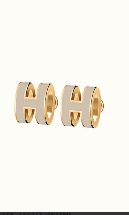 [Sophire]MINI POP H GOLD EARRINGS GREY
