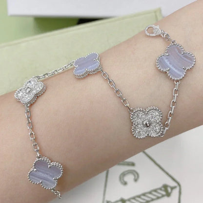[Sophire Jewelry ] CLOVER 5 MOTIF PURPLE CHALCEDONY BRACELET COLLECTION