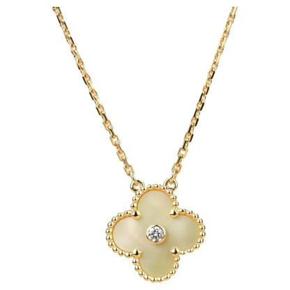 [Sophire Jewelry ]CLOVER 15MM DIAMOND GOLD MOTHER OF PEARL NECKLACE