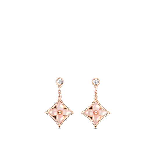 [Sophire]DOUBLE STAR ROSE GOLD MOP DROP EARRINGS