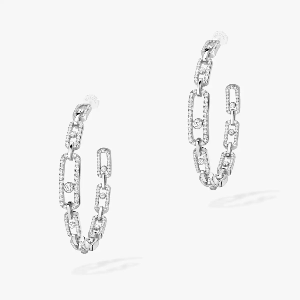 [Sophire Jewelry]Move Link Diamond Hoop Earrings