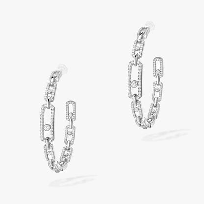 [Sophire Jewelry]Move Link Diamond Hoop Earrings