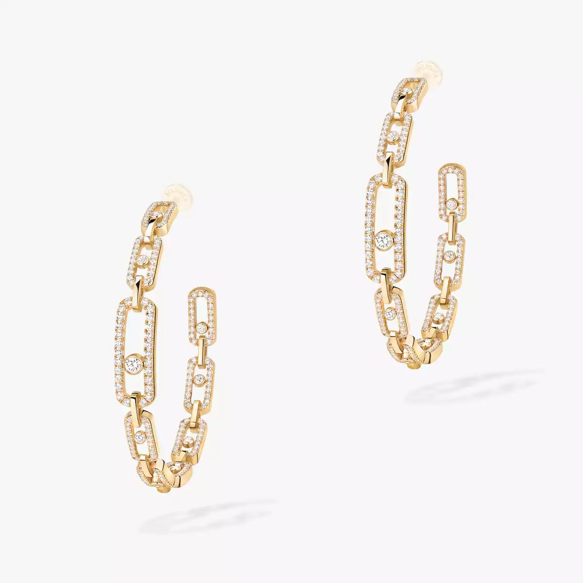 [Sophire Jewelry]Move Link Diamond Hoop Earrings