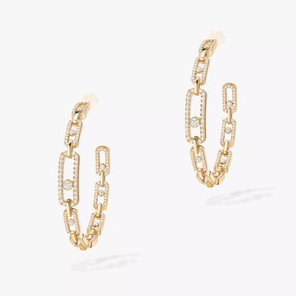 [Sophire Jewelry]Move Link Diamond Hoop Earrings
