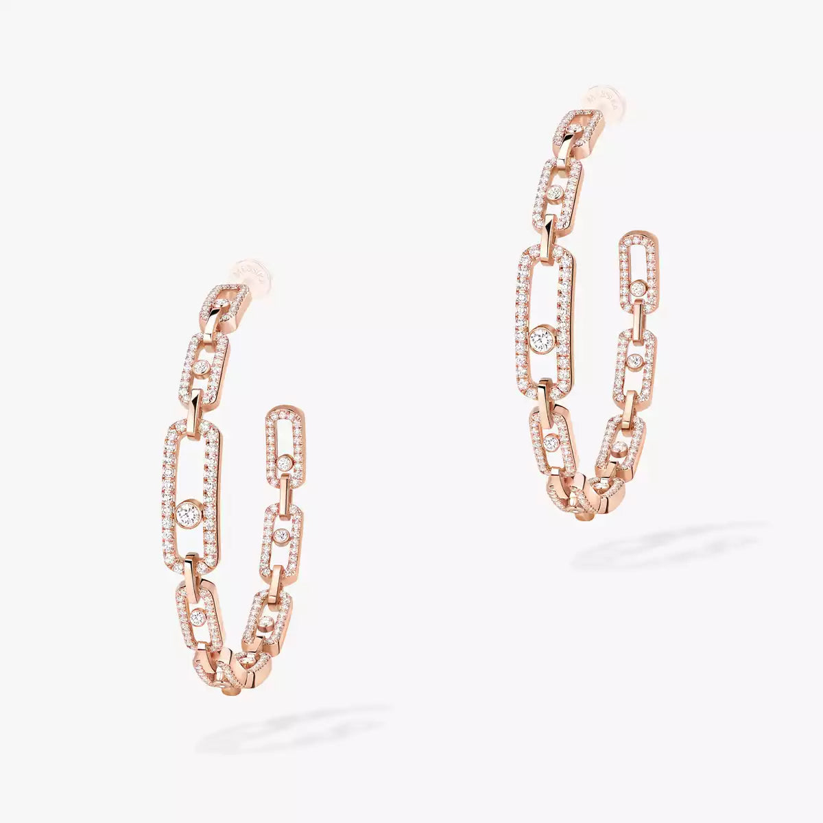 [Sophire Jewelry]Move Link Diamond Hoop Earrings
