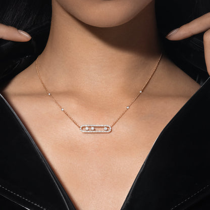 [Sophire Jewelry] Move Pave_ Rose Gold Diamond Necklace