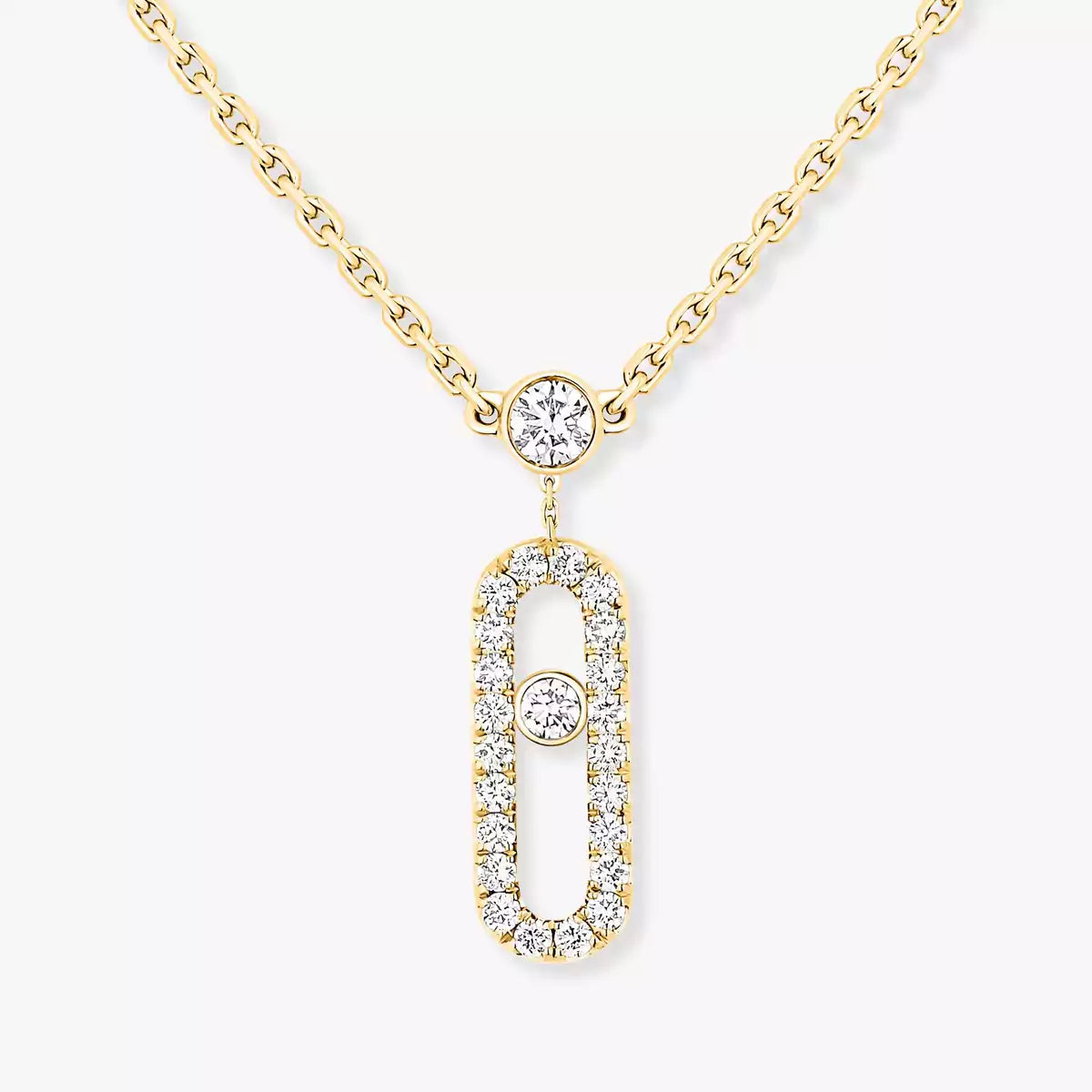[Sophire Jewelry]2 Rows Rose Gold Diamond Pave_ Necklace Move Uno