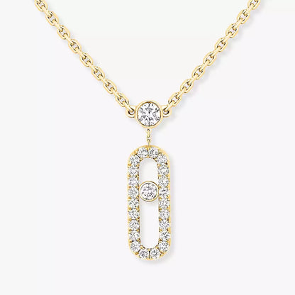 [Sophire Jewelry]2 Rows Rose Gold Diamond Pave_ Necklace Move Uno