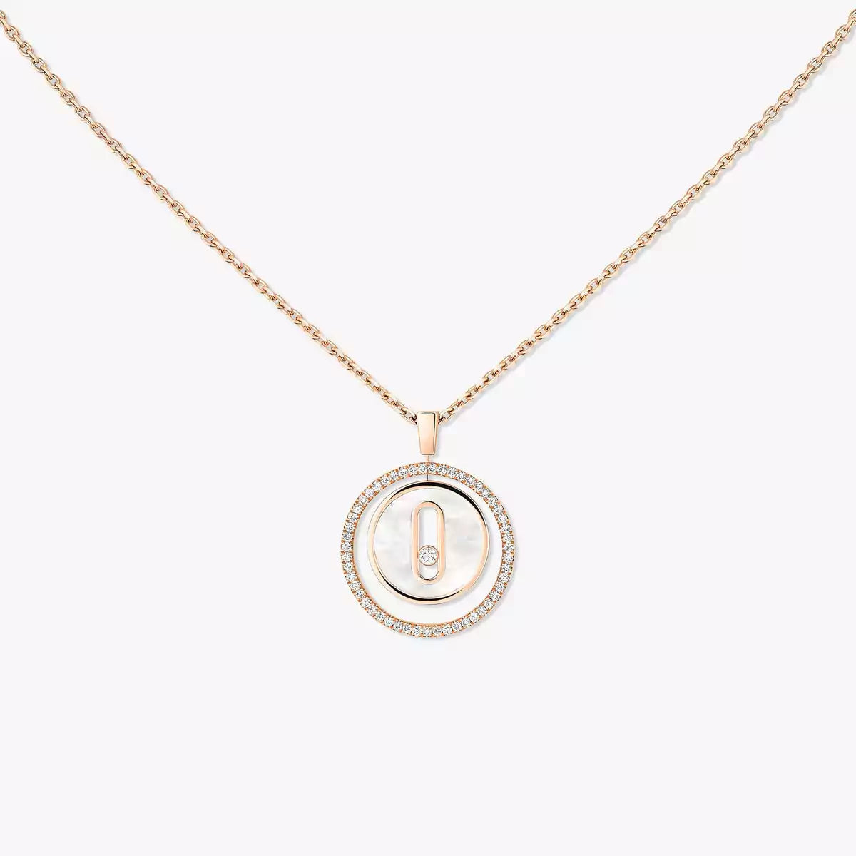 [Sophire Jewelry]Lucky Move Diamond Necklace in Rose Gold and White Mother-of-Pearl