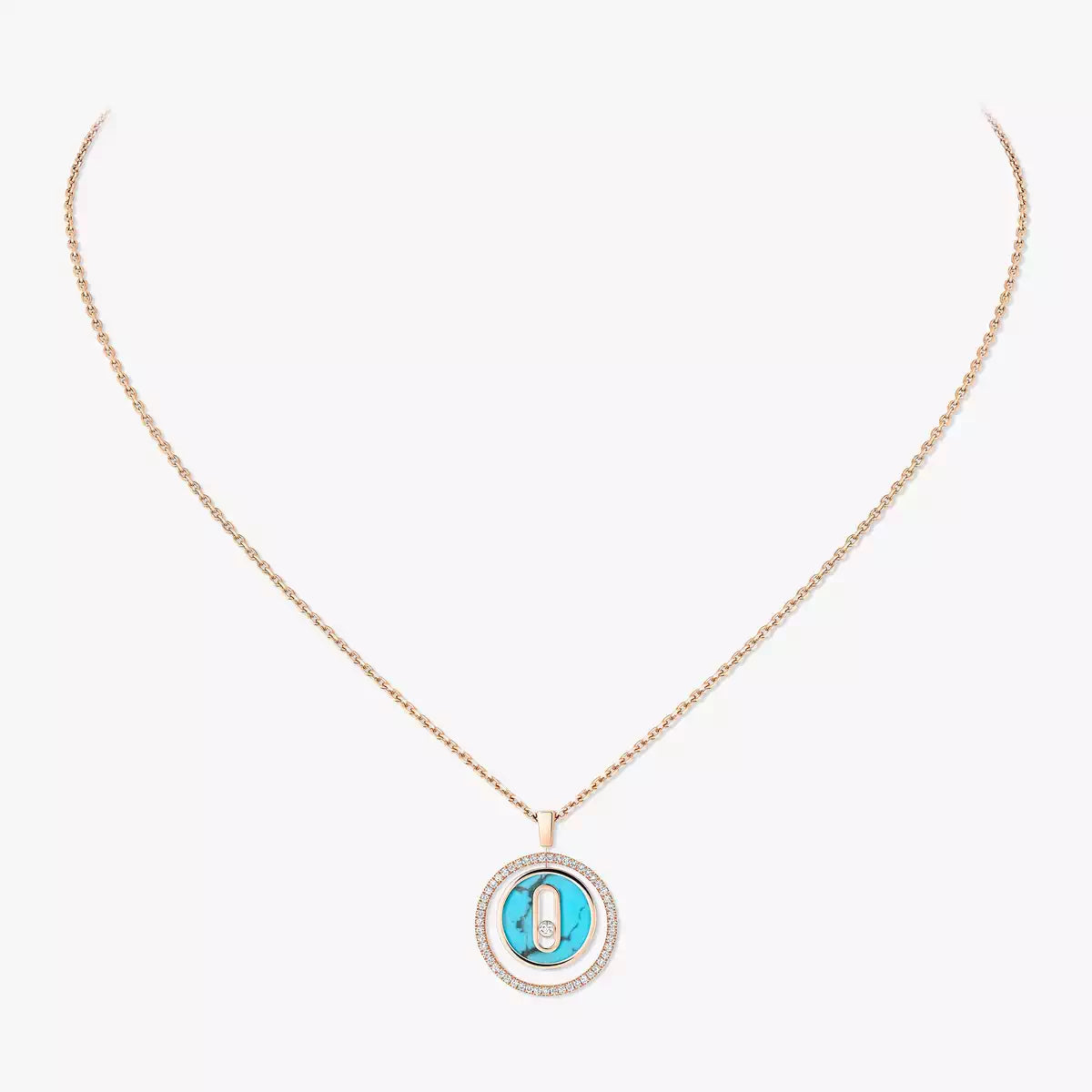 [Sophire Jewelry]Lucky Move Diamond Necklace in Rose Gold and White Mother-of-Pearl