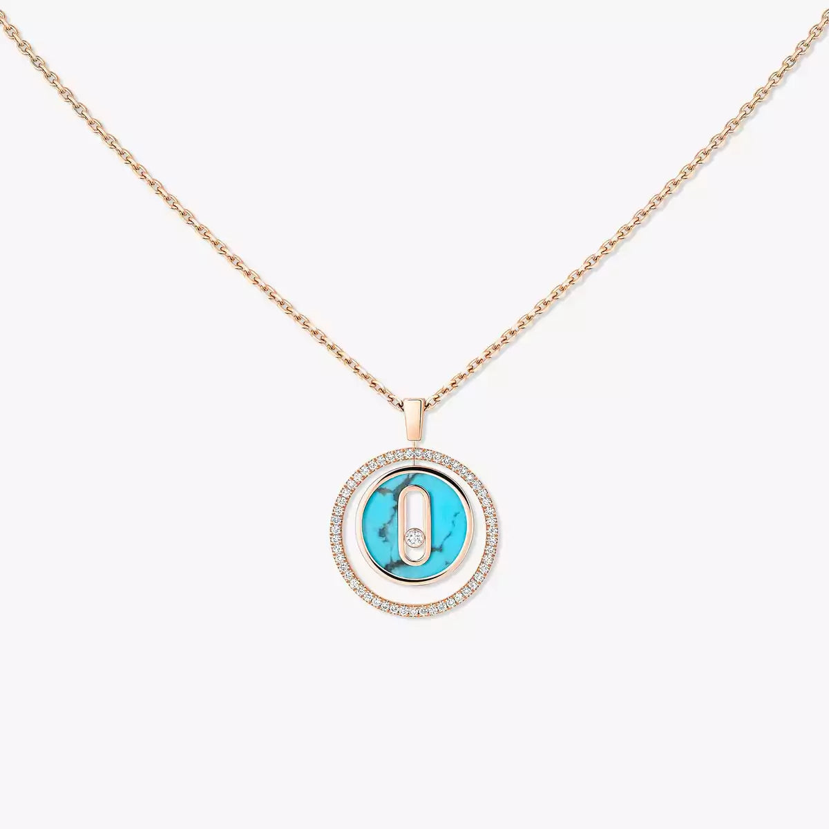 [Sophire Jewelry]Lucky Move Diamond Necklace in Rose Gold and White Mother-of-Pearl