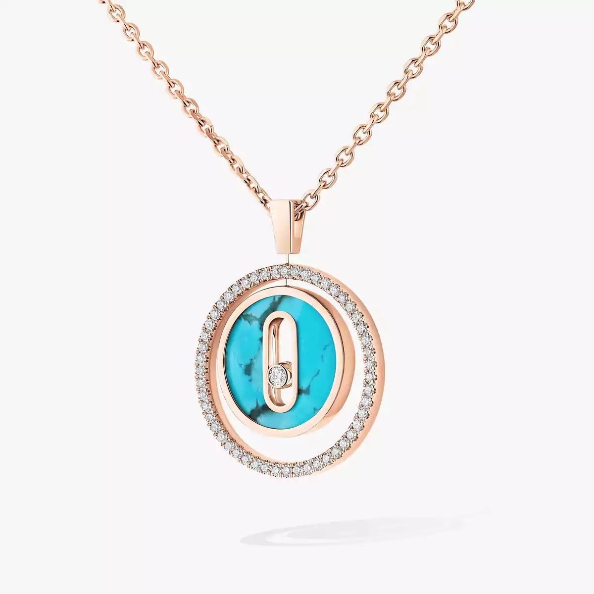 [Sophire Jewelry]Lucky Move Diamond Necklace in Rose Gold and White Mother-of-Pearl