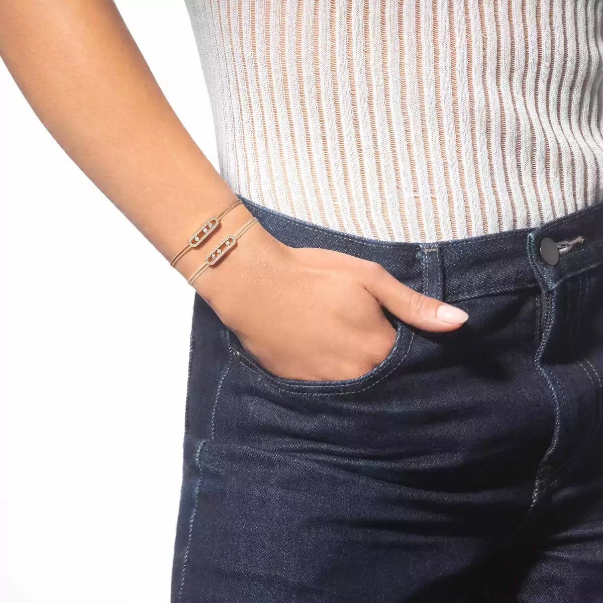 [Sophire Jewelry]Messika Care(s) pink cord pavé bracelet
