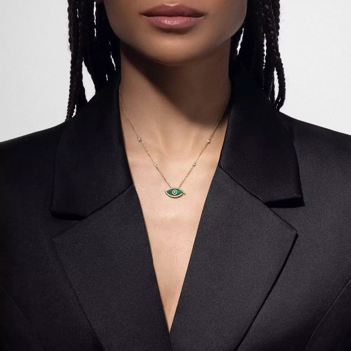 [Sophire Jewelry]Lucky Eye Diamond Necklace in Rose Gold and Turquoise