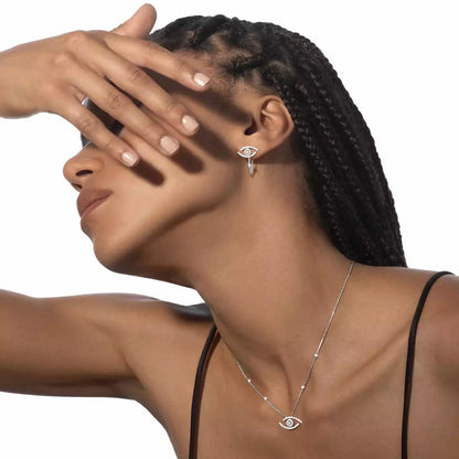 [Sophire Jewelry]Pave_ Diamond Necklace Lucky Eye