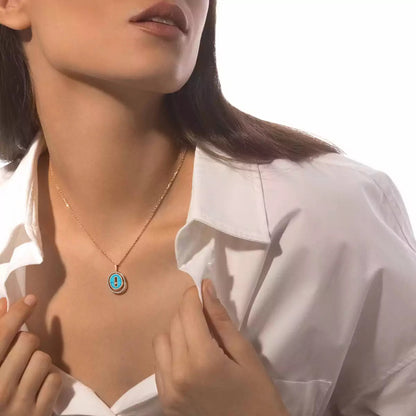 [Sophire Jewelry]Lucky Move Diamond Necklace in Rose Gold and White Mother-of-Pearl