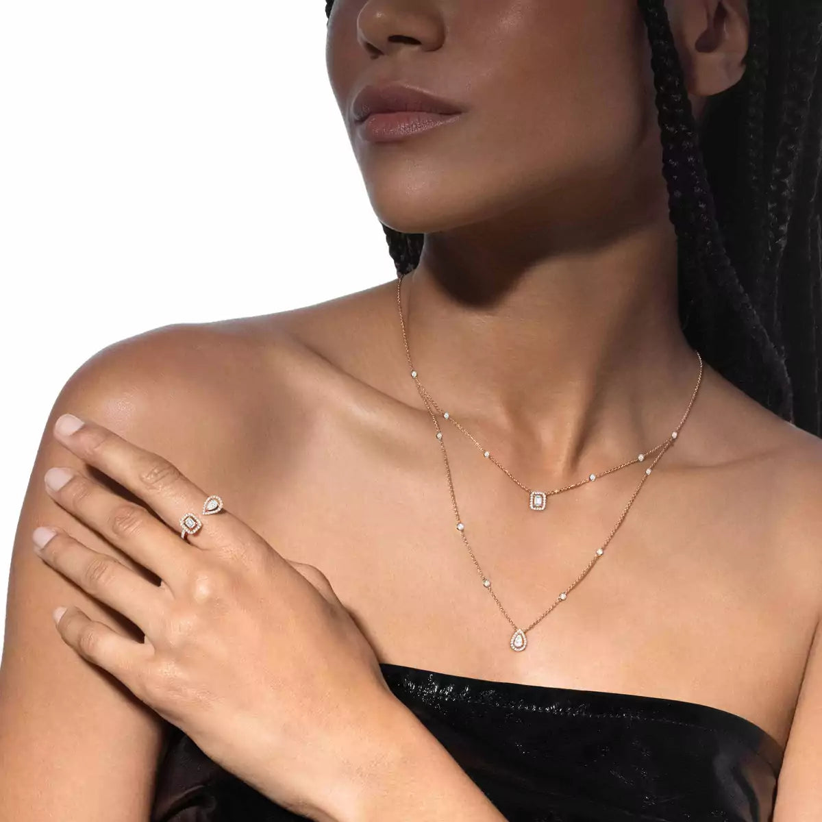 [Sophire Jewelry]Diamond Necklace My Twin 2 Rows