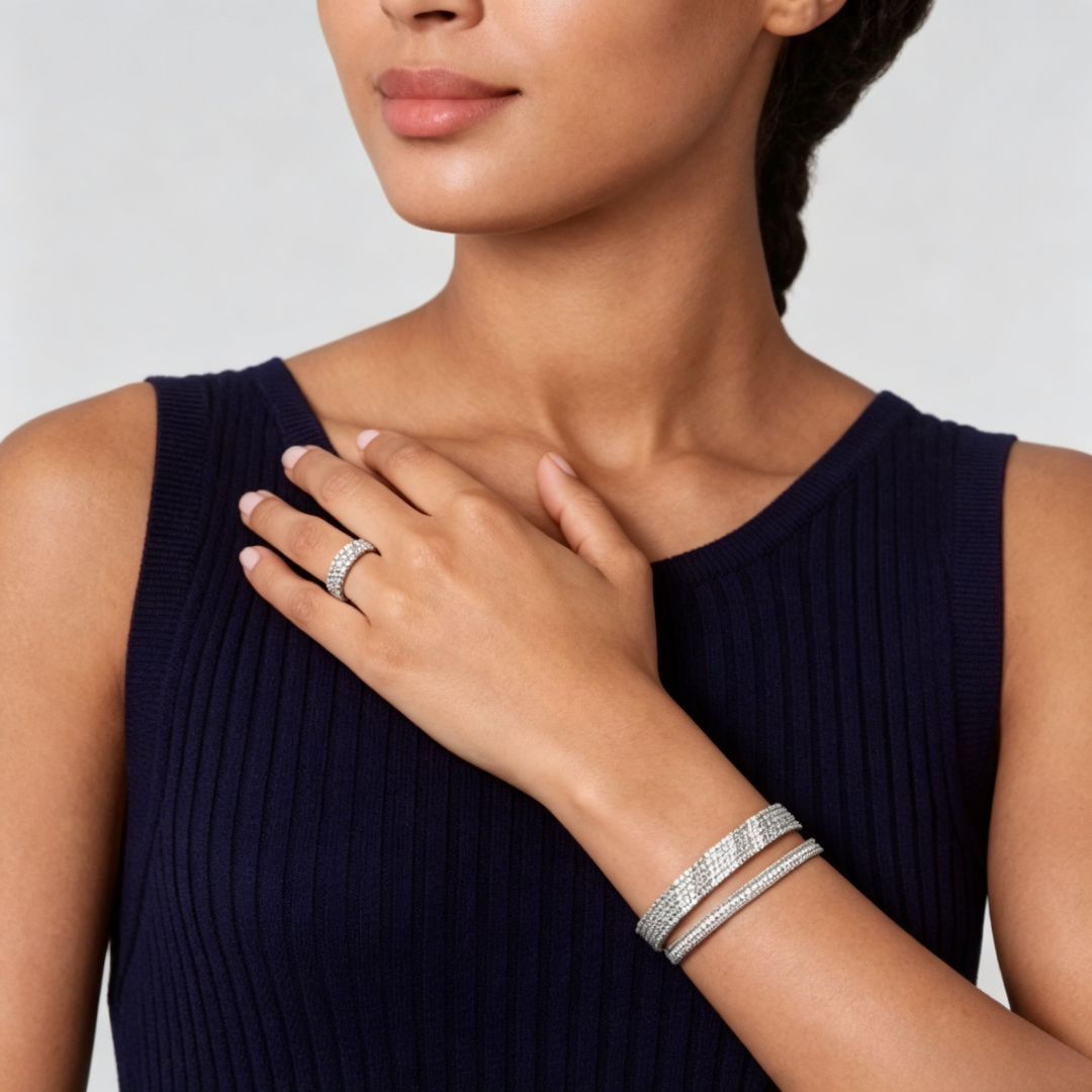 [Sophire Jewelry] THREE-ROW DIAMOND RING