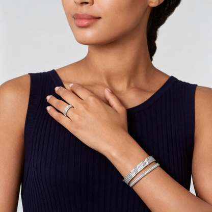 [Sophire Jewelry] THREE-ROW DIAMOND RING