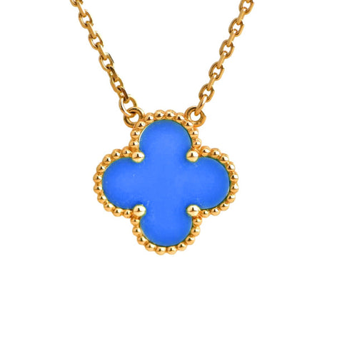 [Sophire Jewelry ]CLOVER 15MM BLUE AGATE NECKLACE