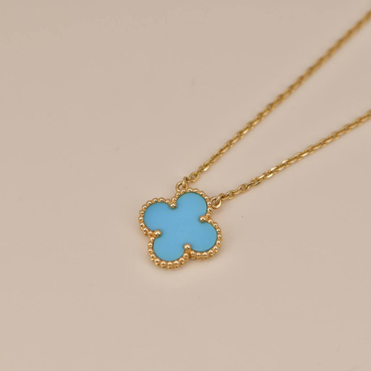 [Sophire Jewelry ]CLOVER 15MM VINTAGE TURQUOISE NECKLACE
