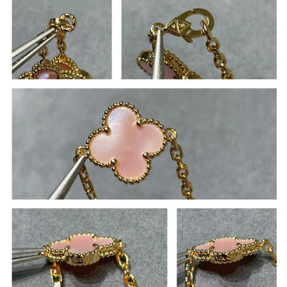 [Sophire Jewelry ]CLOVER 10 MOTIFS PINK MOP NECKLACE