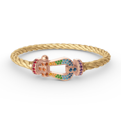 [Sophire Jewelry ]FORCE LARGE HORSESHOE  COLORED DIAMOND BRACELET ROSE GOLD