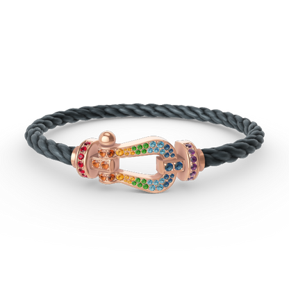 [Sophire Jewelry ]FORCE LARGE HORSESHOE  COLORED DIAMOND BRACELET ROSE GOLD