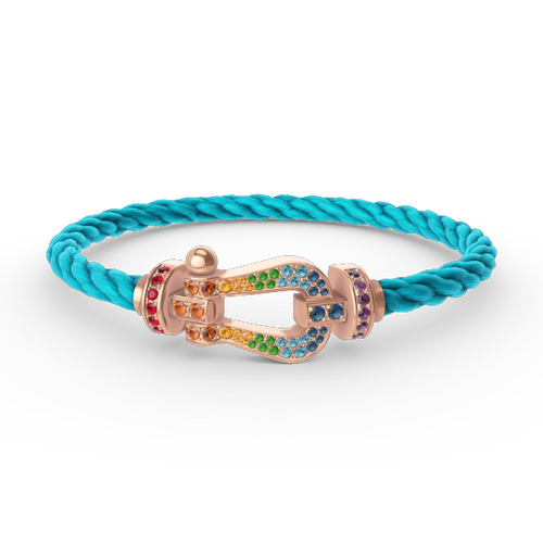 [Sophire Jewelry ]FORCE LARGE HORSESHOE  COLORED DIAMOND BRACELET ROSE GOLD