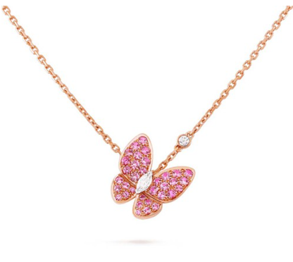 [Sophire Jewelry ]BUTTERFLY RED DIAMOND ROSE GOLD NECKLACE