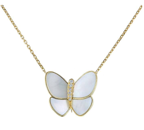 [Sophire Jewelry ]BUTTERFLY GOLD MOP DIAMOND NECKLACE