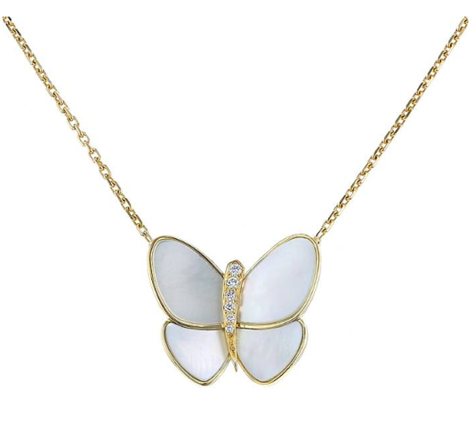[Sophire Jewelry ]BUTTERFLY GOLD MOP DIAMOND NECKLACE