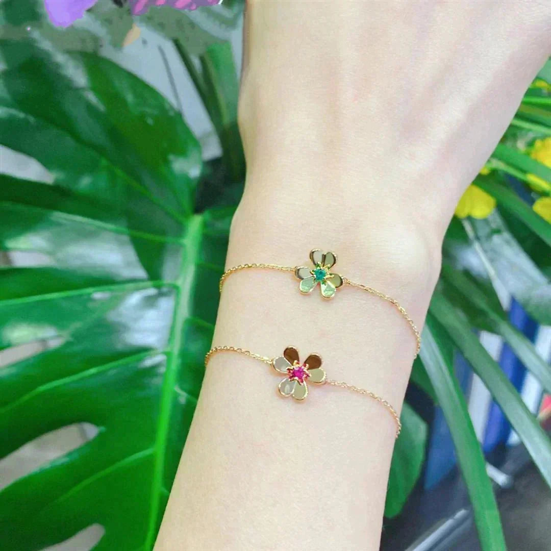 [Sophire Jewelry ]FRIVOLE GOLD FLOWER PINK MALACHITE BRACELET