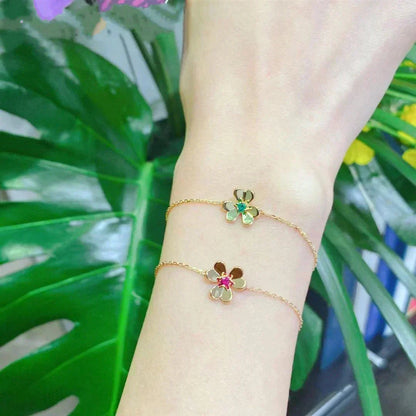 [Sophire Jewelry ]FRIVOLE GOLD FLOWER PINK MALACHITE BRACELET
