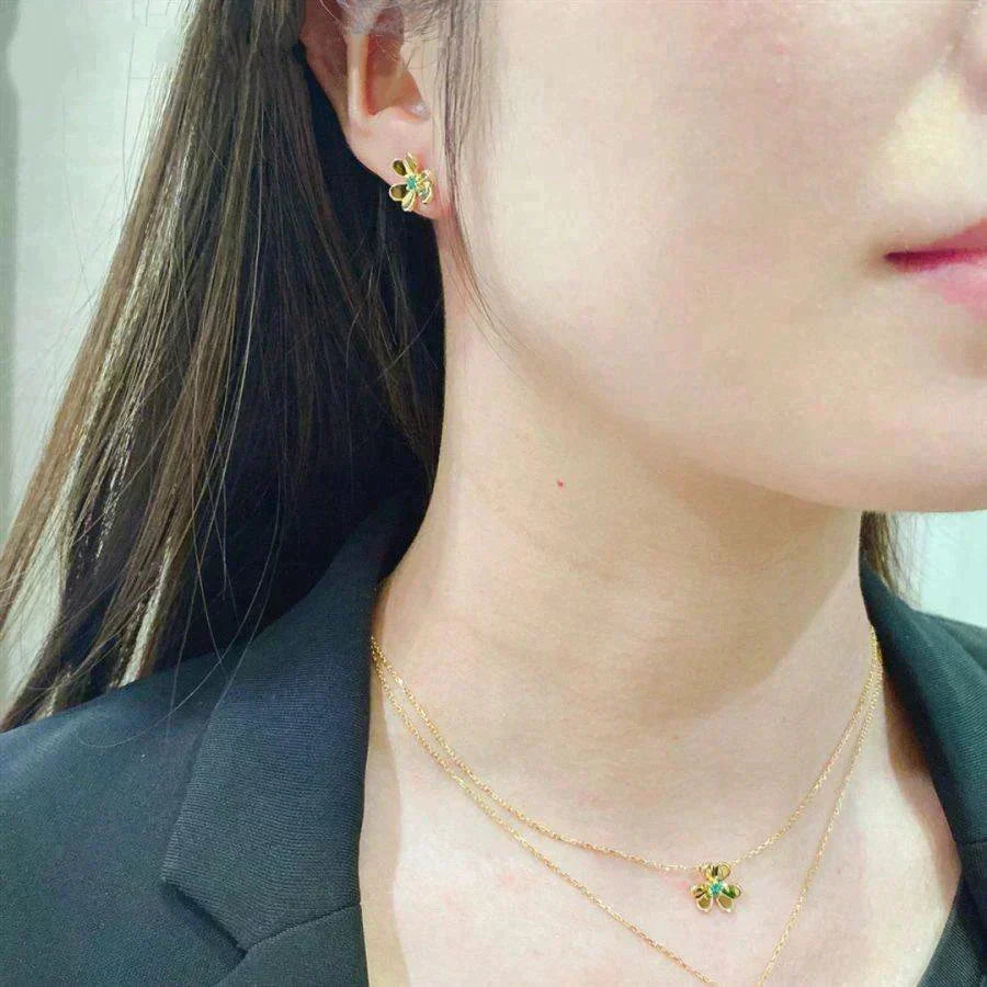 [Sophire Jewelry ]FRIVOLE  FLOWER MALACHITE EARRINGS