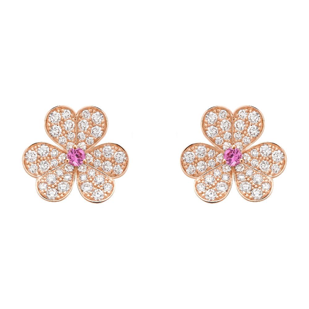 [Sophire Jewelry ]FRIVOLE PINK GOLD FLOWER DIAMOND EARRINGS