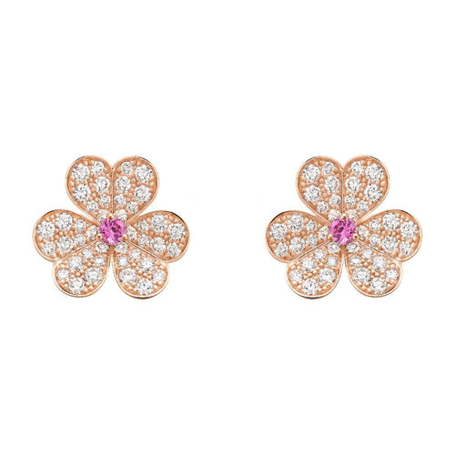 [Sophire Jewelry ]FRIVOLE PINK GOLD FLOWER DIAMOND EARRINGS