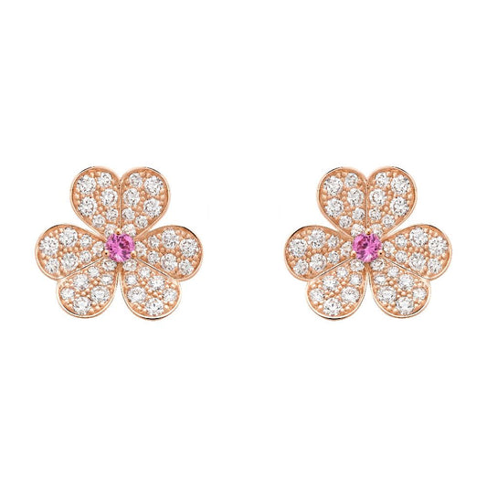 [Sophire Jewelry ]FRIVOLE PINK GOLD FLOWER DIAMOND EARRINGS