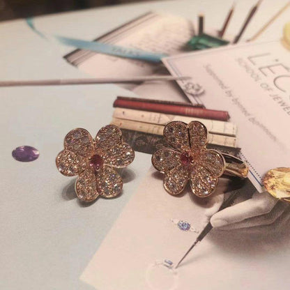 [Sophire Jewelry ]FRIVOLE PINK GOLD FLOWER DIAMOND EARRINGS