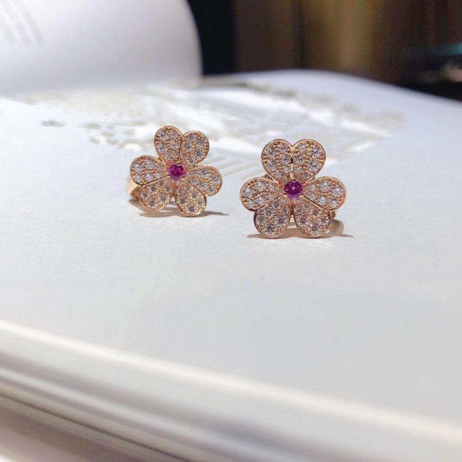 [Sophire Jewelry ]FRIVOLE PINK GOLD FLOWER DIAMOND EARRINGS