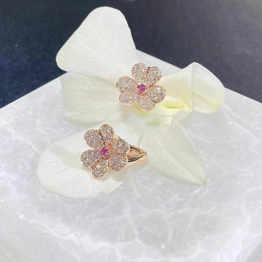 [Sophire Jewelry ]FRIVOLE PINK GOLD FLOWER DIAMOND EARRINGS