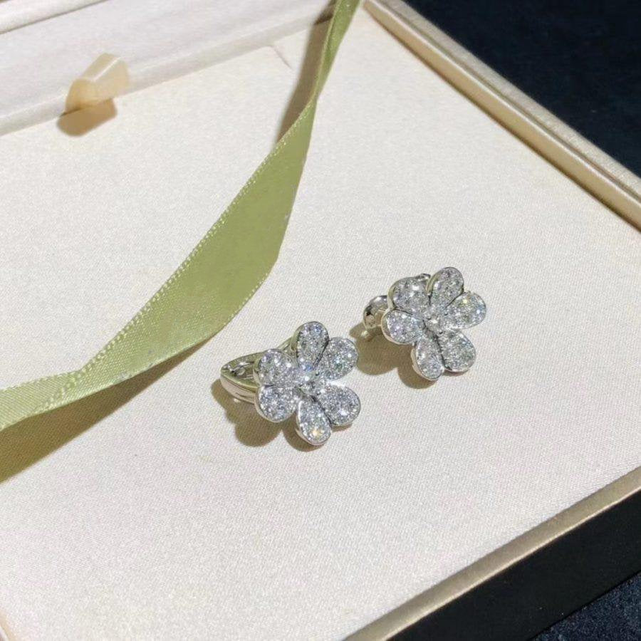 [Sophire Jewelry ]FRIVOLE SILVER FLOWER DIAMOND EARRINGS