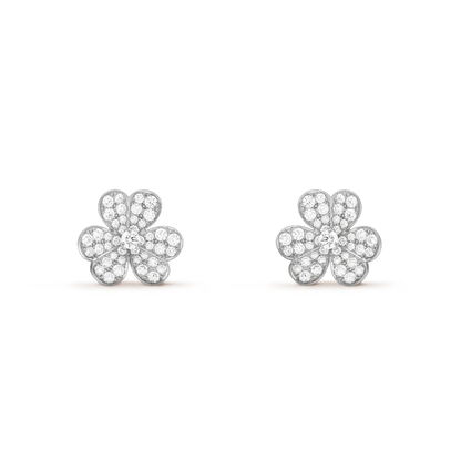 [Sophire Jewelry ]FRIVOLE SILVER FLOWER DIAMOND EARRINGS
