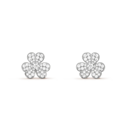 [Sophire Jewelry ]FRIVOLE SILVER FLOWER DIAMOND EARRINGS