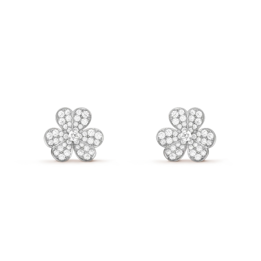[Sophire Jewelry ]FRIVOLE SILVER FLOWER DIAMOND EARRINGS