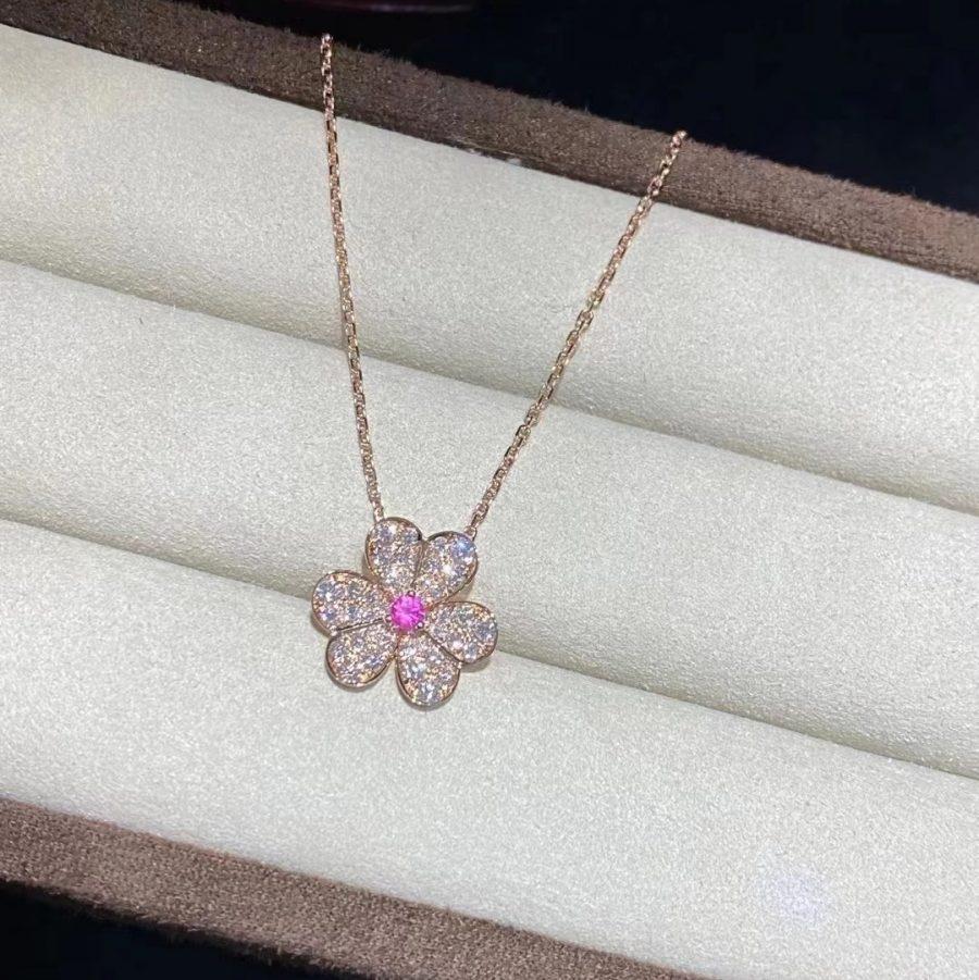 [Sophire Jewelry ]FRIVOLE ROSE GOLD FLOWER DIAMOND NECKLACE