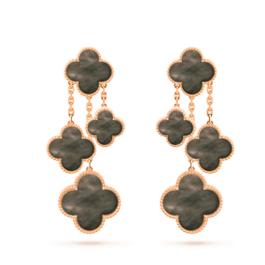 [Sophire Jewelry ]CLOVER EARRINGS DARK MOP 4 MOTIFS ROSE GOLD