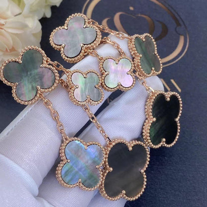 [Sophire Jewelry ]CLOVER EARRINGS DARK MOP 4 MOTIFS ROSE GOLD