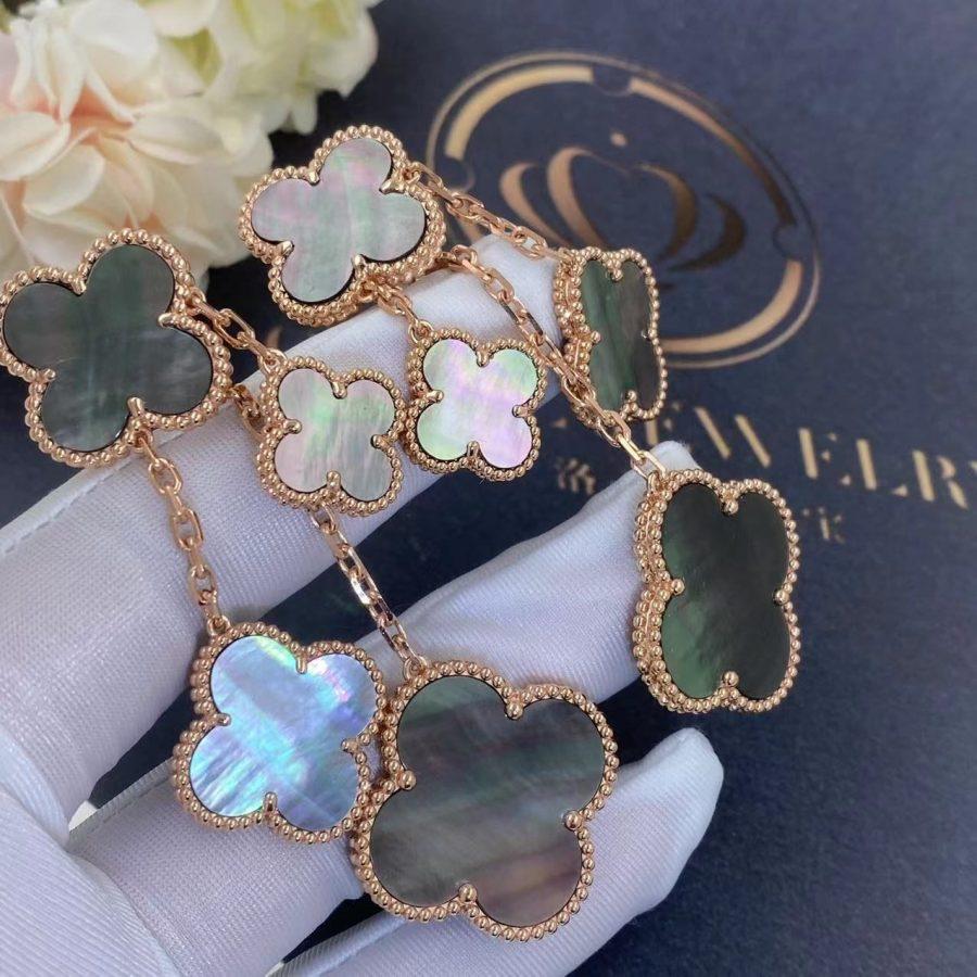 [Sophire Jewelry ]CLOVER EARRINGS DARK MOP 4 MOTIFS ROSE GOLD