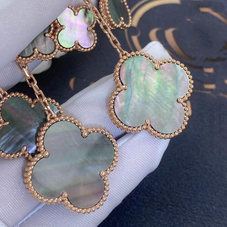 [Sophire Jewelry ]CLOVER EARRINGS DARK MOP 4 MOTIFS ROSE GOLD